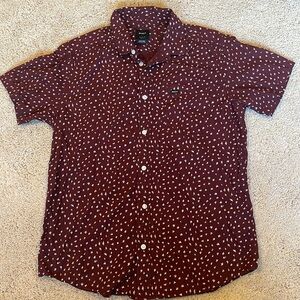 RVCA Slim Fit Maroon Button Down